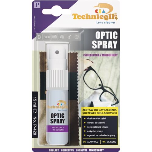 TECHNICQLL Zestaw optyczny do czyszczenia soczewek i szkiel okularow Spray 15 ml sciereczka z mikrofibry hurtownia sklep Tarnow
