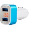 AMIO Ładowarka samochodowa 2xUSB + woltomierz tester napięcia