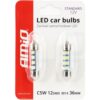 AMIO Żarówki LED STANDARD C3W C5W C10W 36mm 12SMD 3014 2szt