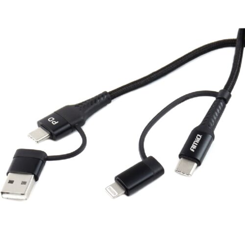AMIO Multikabel do telefonu USB-C / USB-C / iPhone / USB-A FullLINK 1m