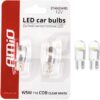 AMIO Żarówki LED standard T10 W5W COB HPC 12V czyste białe światło 2 szt.
