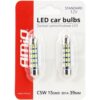 AMIO Żarówki LED STANDARD C3W C5W C10W 39mm 15SMD 3014 Festoon Białe 12V 2szt