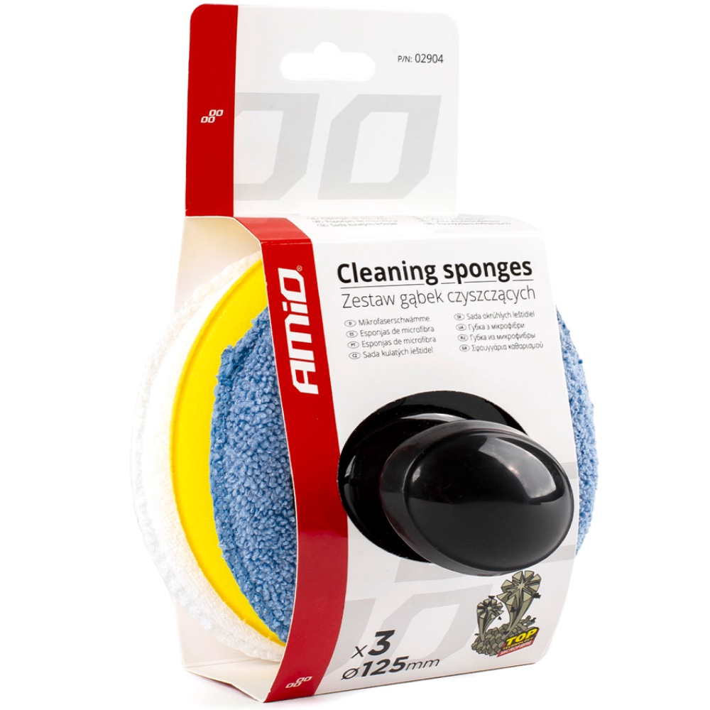 alti.magazyn AMIO Gąbki okrągłe z mikrofibry 3 szt. + uchwyt