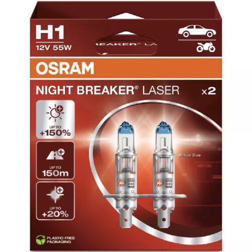 OSRAM Night Breaker Laser H1 +150% 12V 55W P14,5s Żarówki halogenowe 2szt