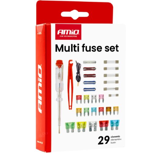 AMIO Bezpieczniki MIX + chwytak + próbnik zestaw 29szt.