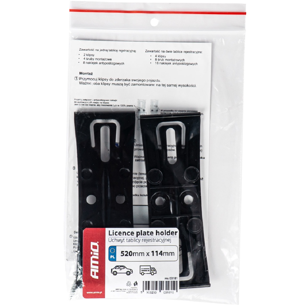 Alti Group AMIO Uchwyt bezramkowy do mocowana tablicy rejestracyjnej czarny 2 szt. - obrazek 4