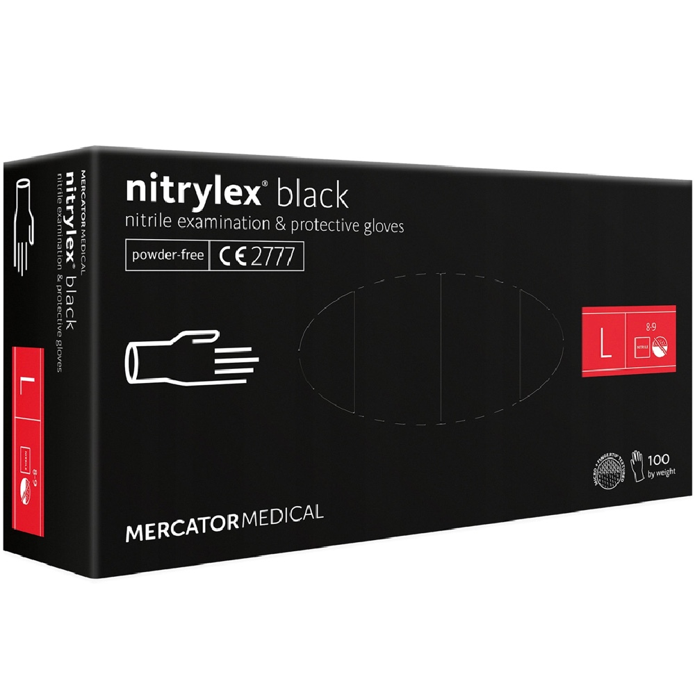 Krzysztof Gruszczyk MERCATOR Nitrylex Black "L" Rękawice nitrylowe bezpudrowe 100 szt.
