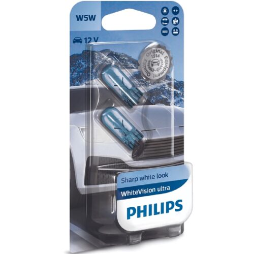 PHILIPS 2xW5W WhiteVision Ultra Sharp White Look Białe żarówki pozycyjne