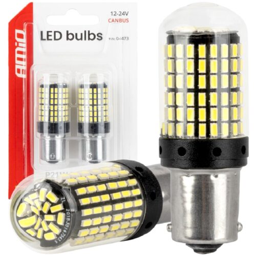 AMIO Żarówki LED CANBUS P21W R5W R10W BA15s 144SMD 600LM białe