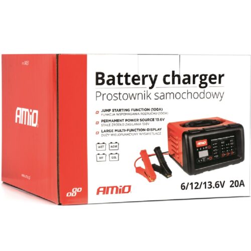 AMIO Prostownik z funkcją rozruchu 6/12/13,2V 20A BOOST 100A