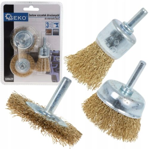 GEKO Szczotki druciane na wiertarkę zestaw 3szt.