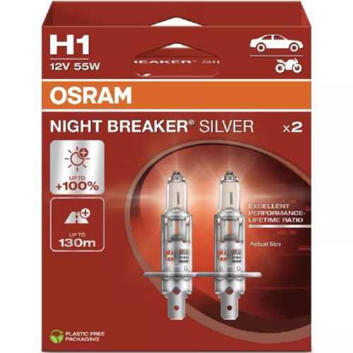 OSRAM Night Breaker Silver H1 +100% 12V 55W Żarówki halogenowe 2szt