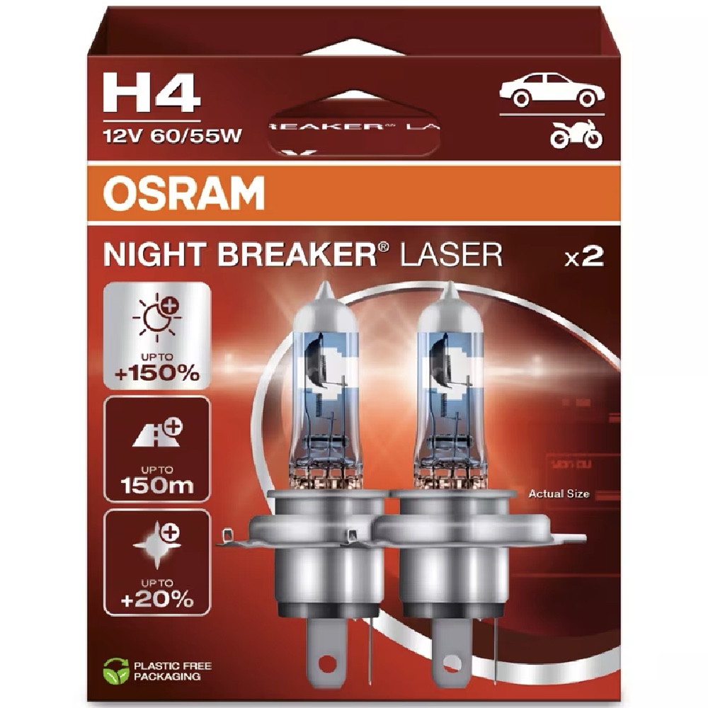 Mateusz Gruszczyk OSRAM H4 Night Breaker Laser +150% 12V 60/55W Żarówki halogenowe 2szt