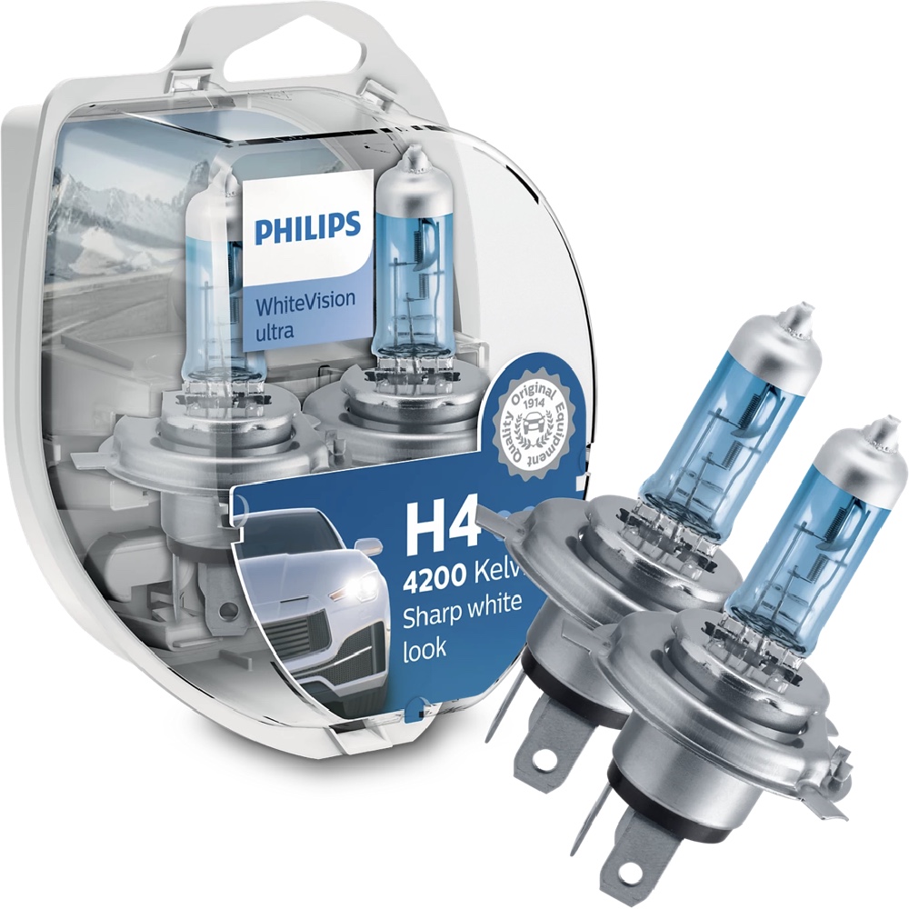 Alti Group PHILIPS Żarówki halogenowe H4 WhiteVision Ultra 2szt biała barwa
