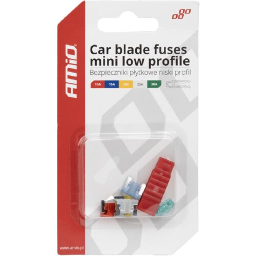 AMIO Bezpieczniki płytkowe niski profil MIX ze ściągaczem