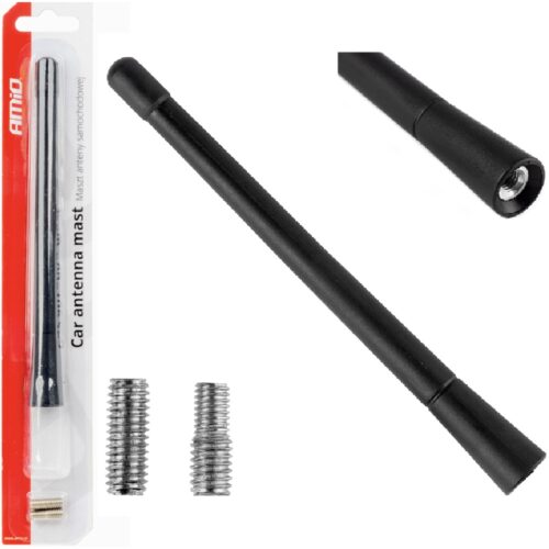 AMIO Antena samochodowa maszt 18cm + adaptery 5 i 6mm