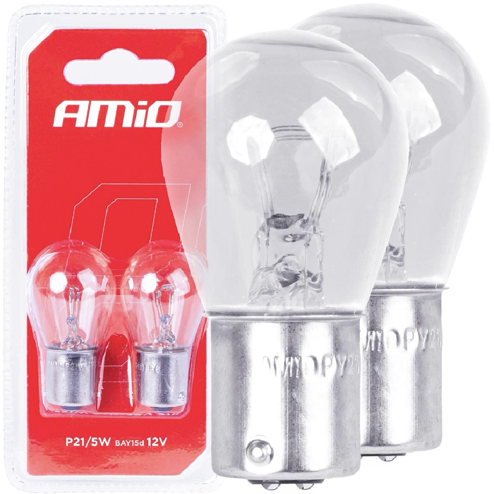 AMIO Żarówki halogenowe P21/5W BAY15D 12V blister 2szt.