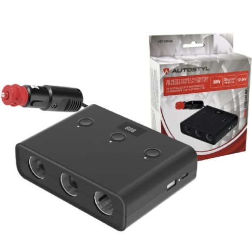 Rozgałęziacz 3 gniazda zapalniczki trójnik + USB-A + USB-C