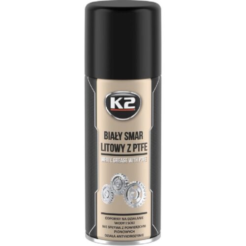 K2 Smar biały litowy z PTFE 400ml spray