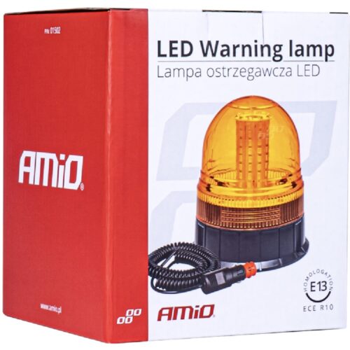AMIO Lampa ostrzegawcza błyskowa kogut 80LED magnes R10 12/24V