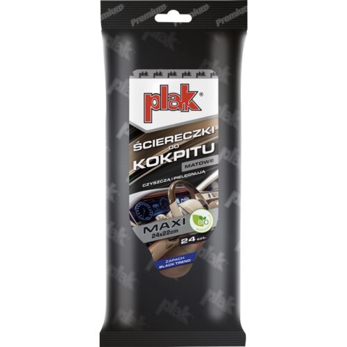PLAK Nawilżane ściereczki do kokpitu MAXI matowe BLACK TREND