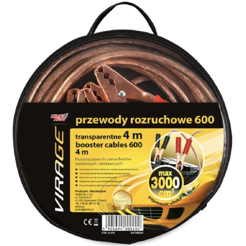 VIRAGE Kable rozruchowe 600A 4m transparentne