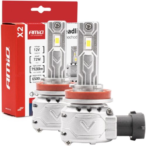 AMIO Żarówki samochodowe LED CANBUS H8 H9 H11 H16 seria X2 6500K